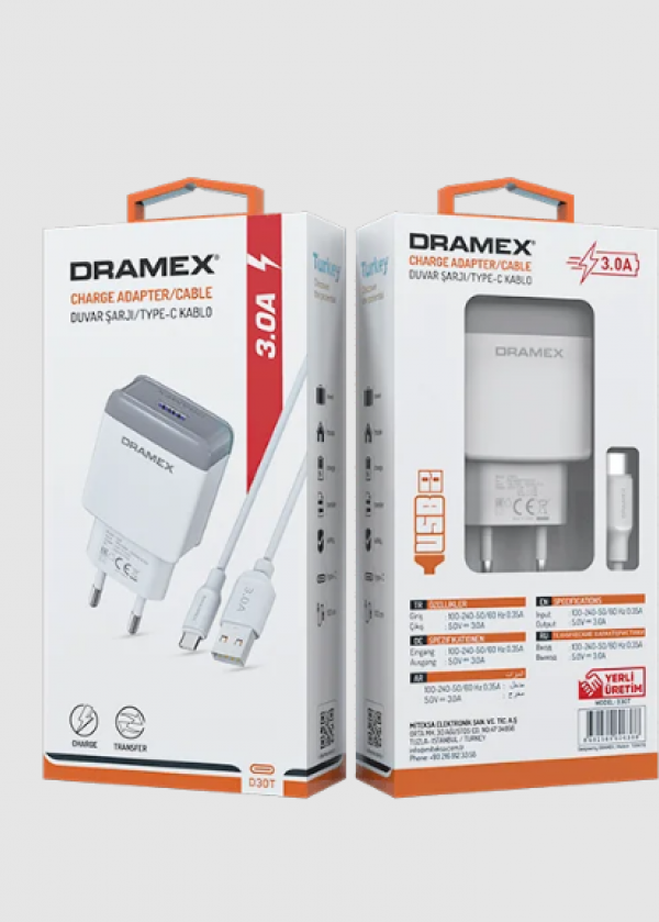 Dramex D30-T Type-C Ev tipi Şarj Aleti